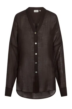 Monday Swimwear Barcelona Tunic - Espresso Crinkle Linen