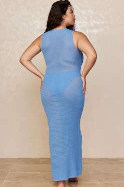 Monday Swimwear Monte Carlo Tie Dress - Azure Lace Crochet