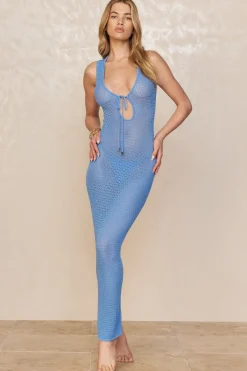 Monday Swimwear Monte Carlo Tie Dress - Azure Lace Crochet