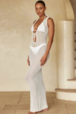 Monday Swimwear Monte Carlo Tie Dress - White Lace Crochet