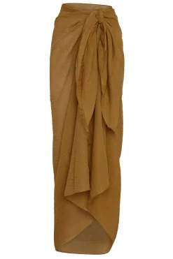 Monday Swimwear St. Tropez Sarong - Antique Gold Crinkle Linen